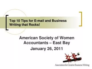 Top 10 Tips for E-mail and Business Writing that Rocks!