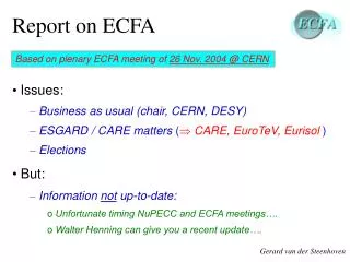 Report on ECFA