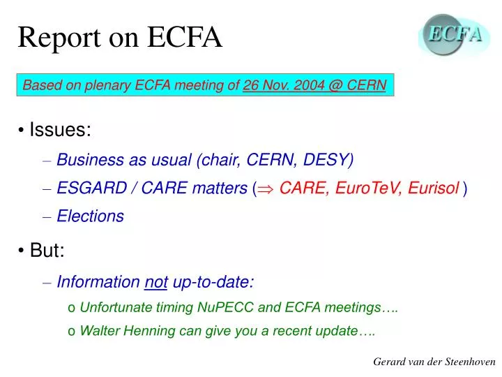 report on ecfa
