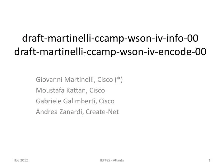 draft martinelli ccamp wson iv info 00 draft martinelli ccamp wson iv encode 00