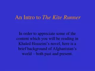 An Intro to The Kite Runner
