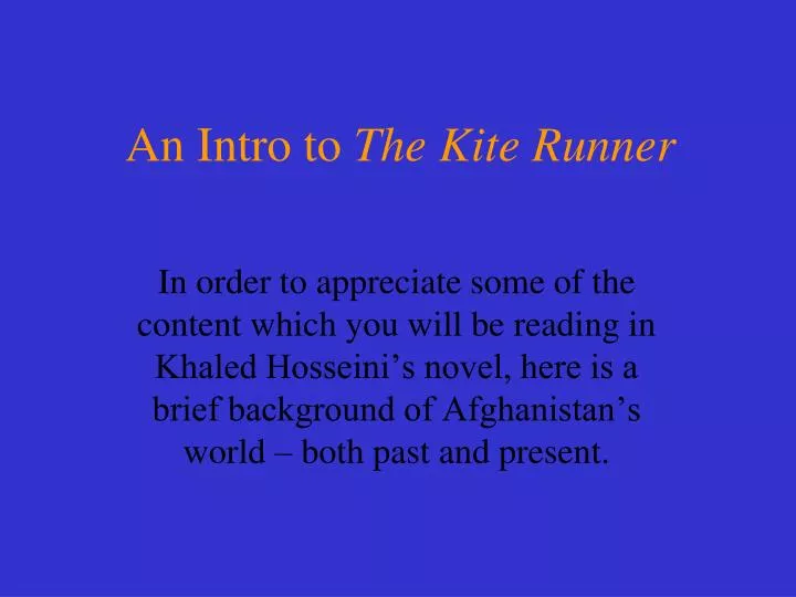 an intro to the kite runner