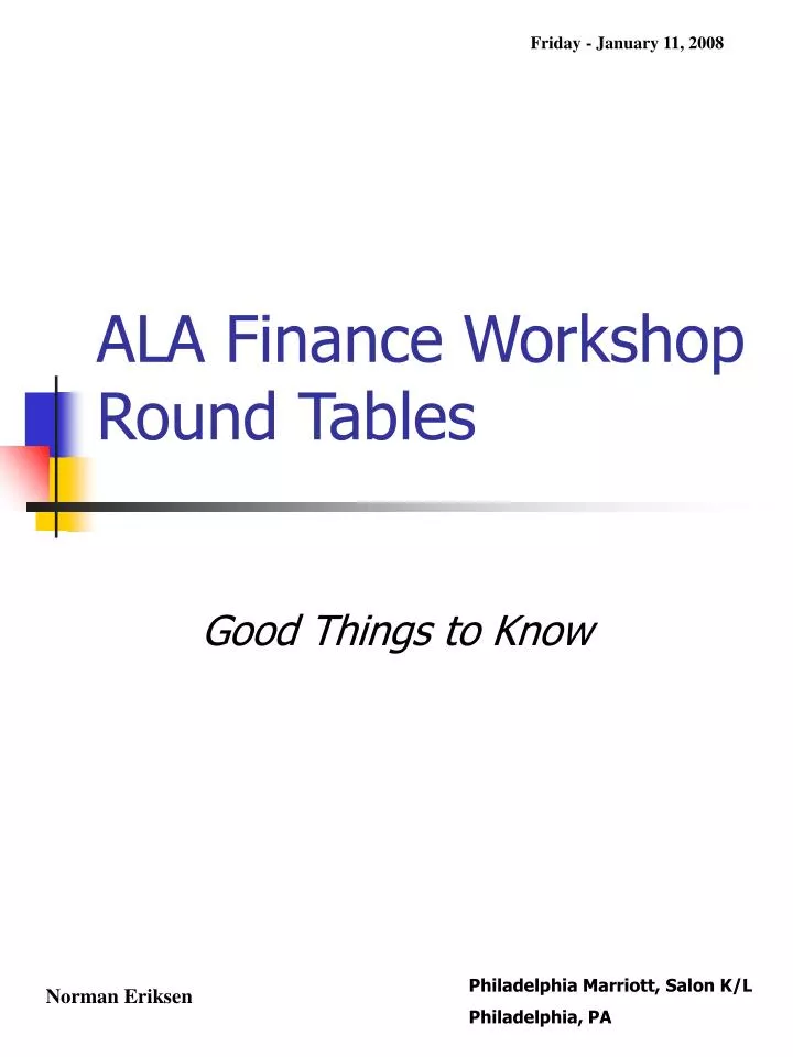 ala finance workshop round tables