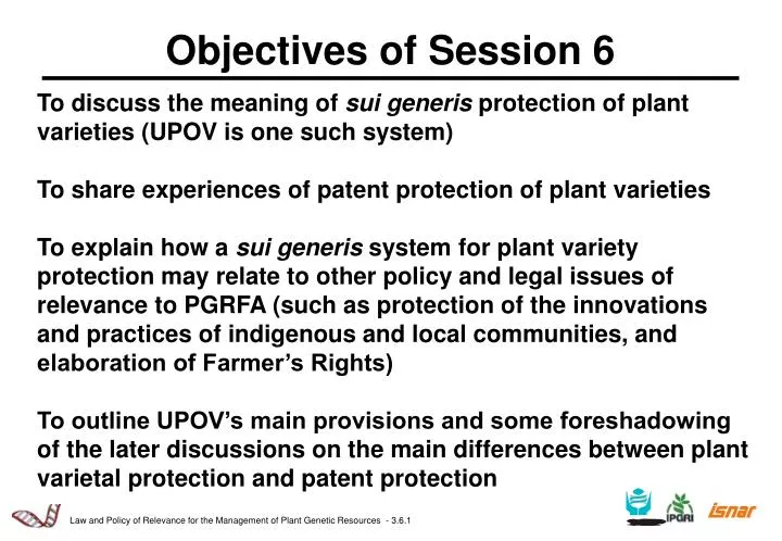 objectives of session 6