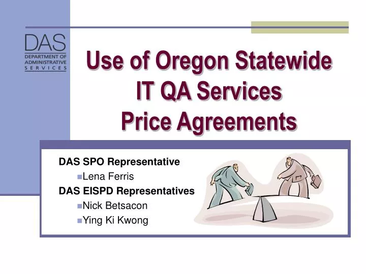 use of oregon statewide it qa services price agreements
