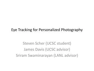 Eye Tracking for Personalized Photography
