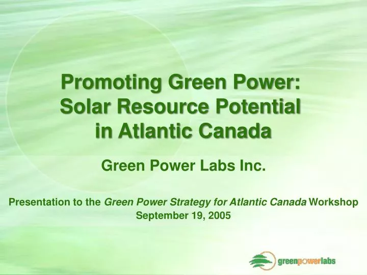promoting green power solar resource potential in atlantic canada