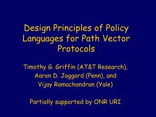 Design Principles of Policy Languages for Path Vector Protocols