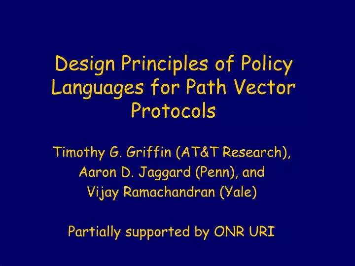 design principles of policy languages for path vector protocols