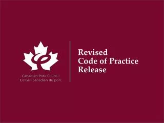 Revised Code of Practice Release