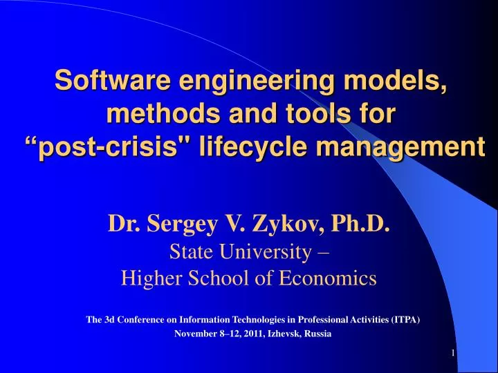software engineering models methods and tools for post crisis lifecycle management