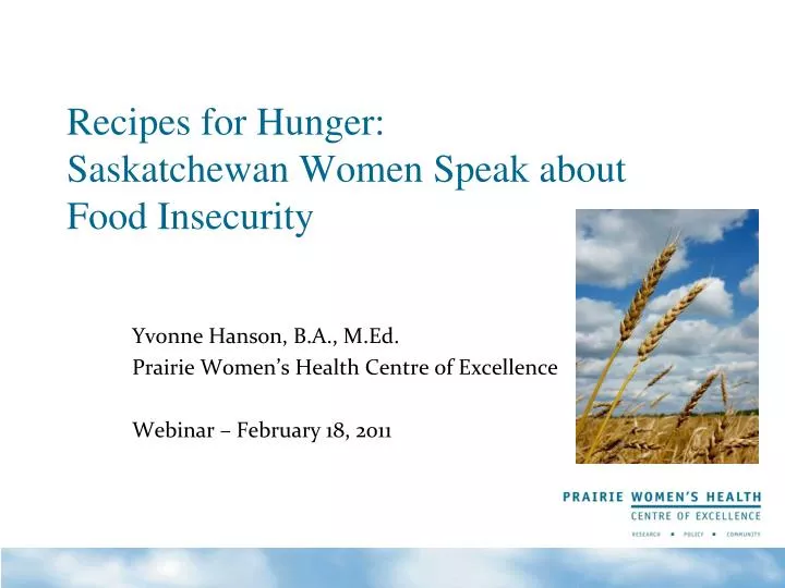 recipes for hunger saskatchewan women speak about food insecurity