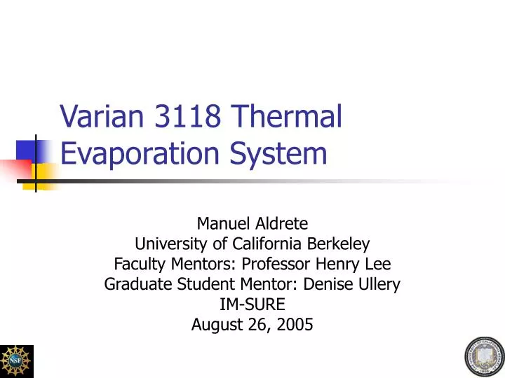 varian 3118 thermal evaporation system