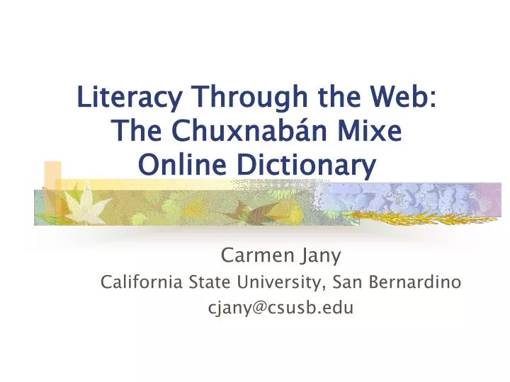 literacy through the web the chuxnab n mixe online dictionary