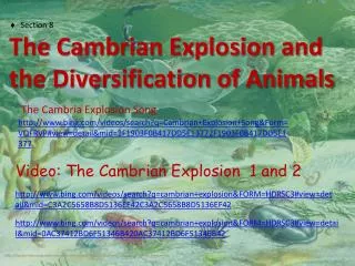 Section 8 The Cambrian Explosion and the Diversification of Animals