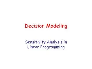 Decision Modeling