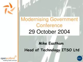 Modernising Government Conference 29 October 2004