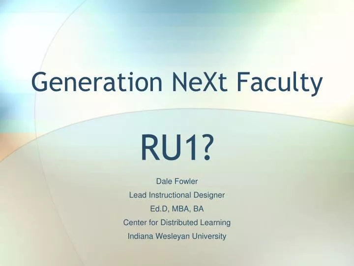 generation next faculty