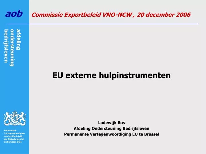 commissie exportbeleid vno ncw 20 december 2006