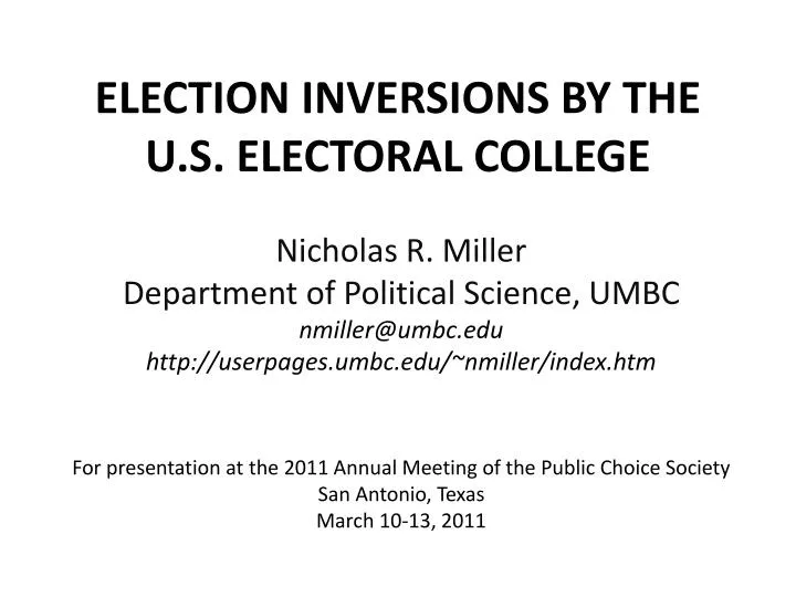 election inversions by the u s electoral college