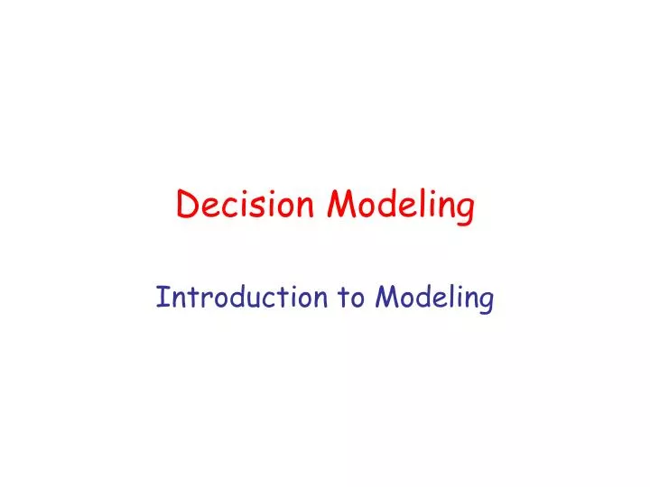 decision modeling