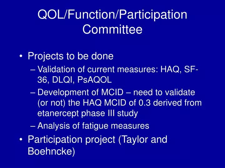 qol function participation committee