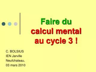 faire du calcul mental au cycle 3