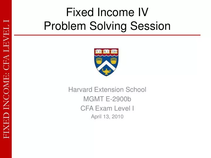 fixed income iv problem solving session