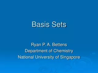 Basis Sets