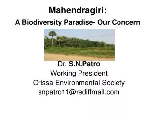 Mahendragiri: A Biodiversity Paradise- Our Concern