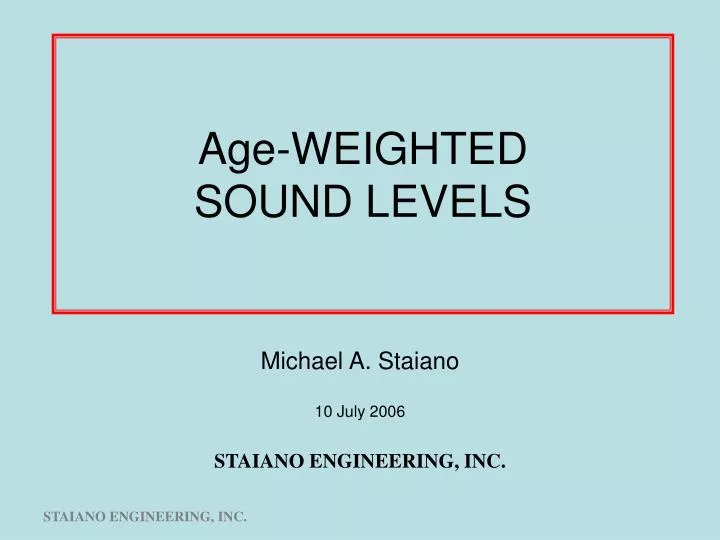 age weighted sound levels