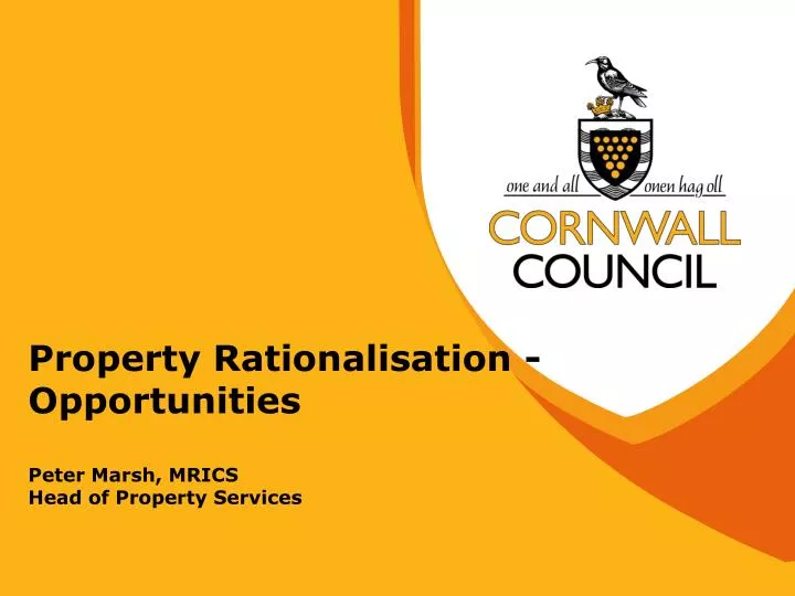 property rationalisation opportunities peter marsh mrics head of property services