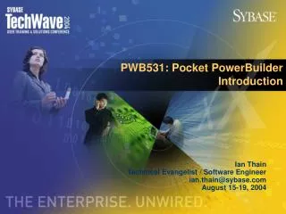 PWB531: Pocket PowerBuilder Introduction