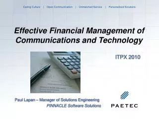 Effective Financial Management of Communications and Technology