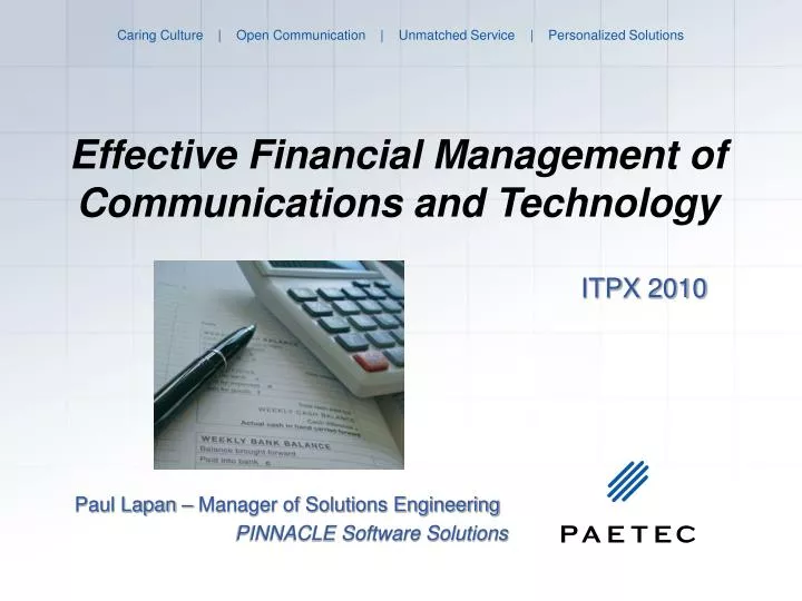 effective financial management of communications and technology