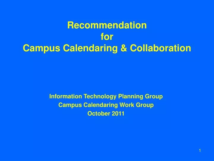 recommendation for campus calendaring collaboration