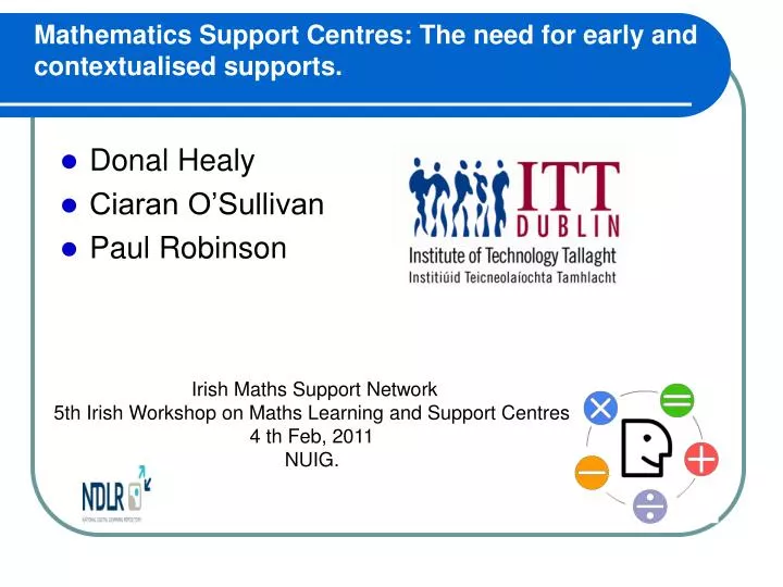mathematics support centres the need for early and contextualised supports