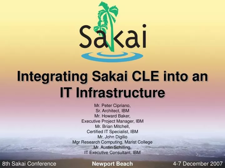 integrating sakai cle into an it infrastructure