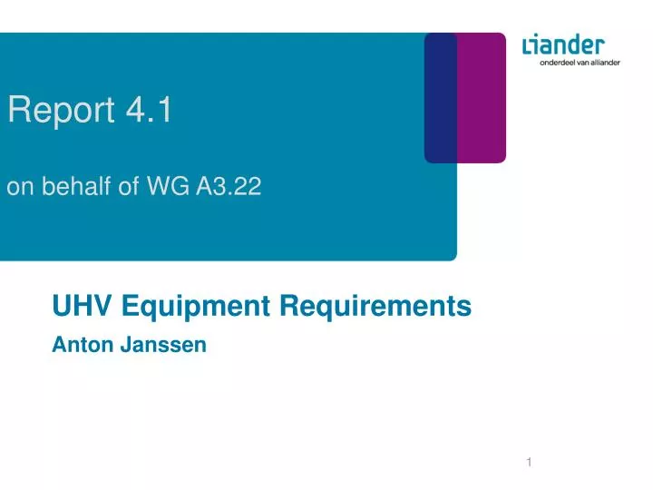 report 4 1 on behalf of wg a3 22