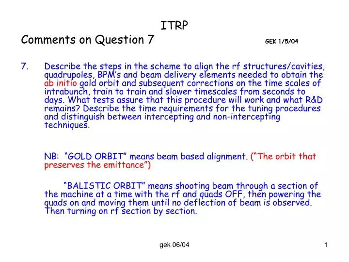 itrp comments on question 7 gek 1 5 04