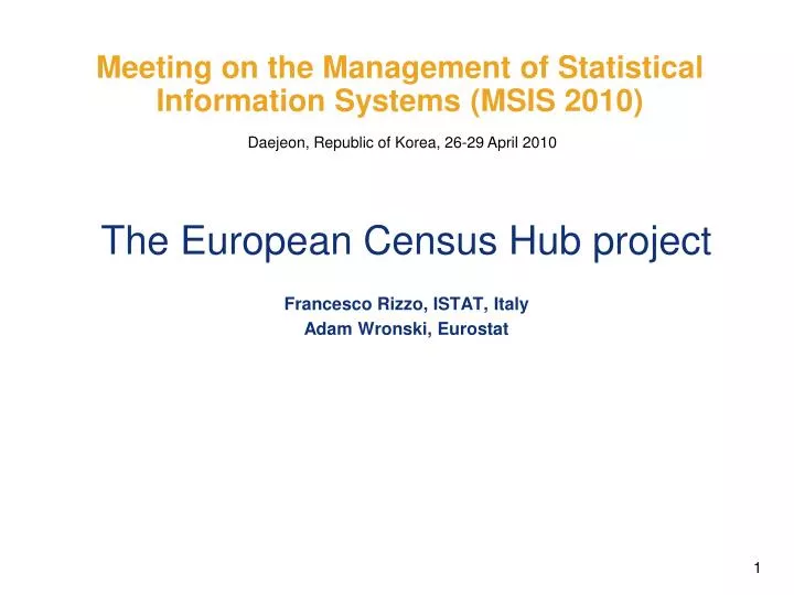 meeting on the management of statistical information systems msis 2010