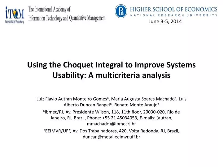 using the choquet integral to improve systems usability a multicriteria analysis