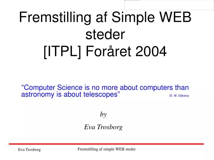 fremstilling af simple web steder itpl for ret 2004