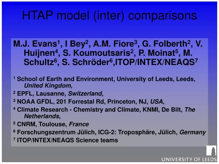 htap model inter comparisons