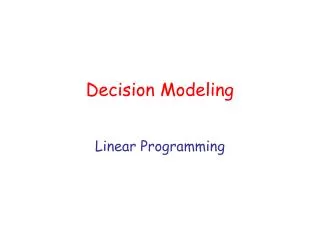 Decision Modeling