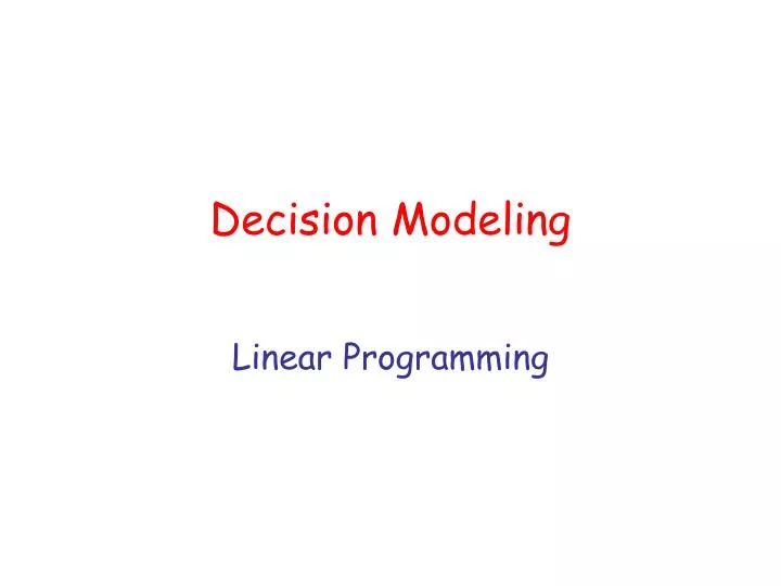 decision modeling