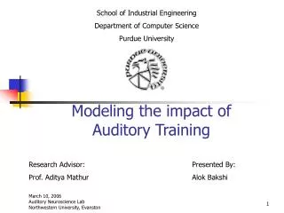 Modeling the impact of Auditory Training