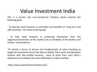 VALUE INVESTMENT INDIA