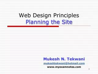 Web Design Principles Planning the Site