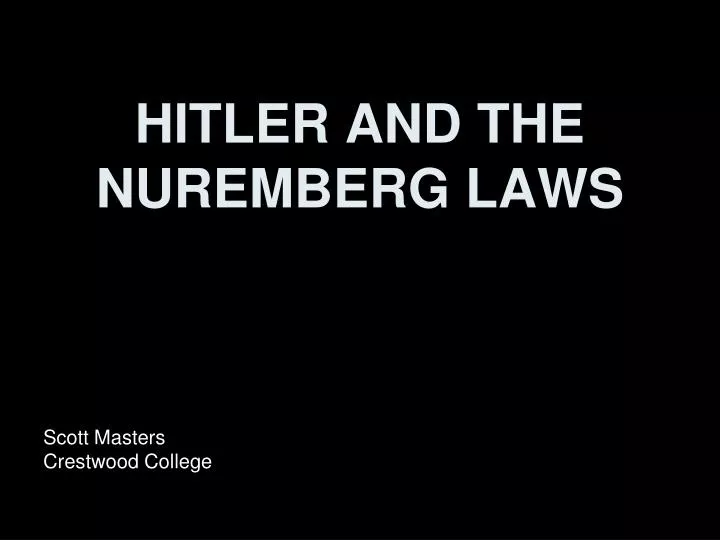 hitler and the nuremberg laws